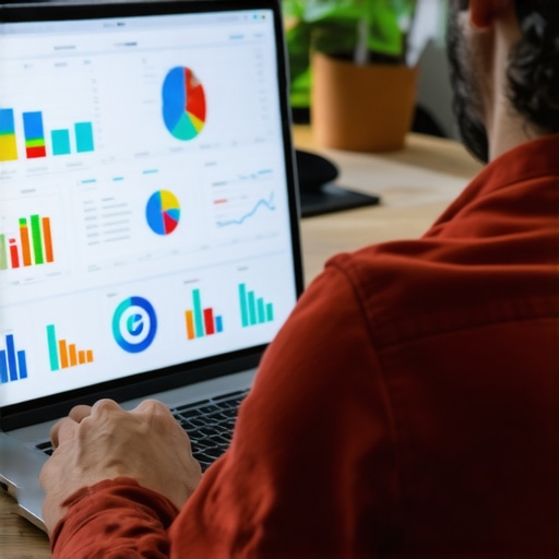 Expert analyzing local SEO data with charts and laptop