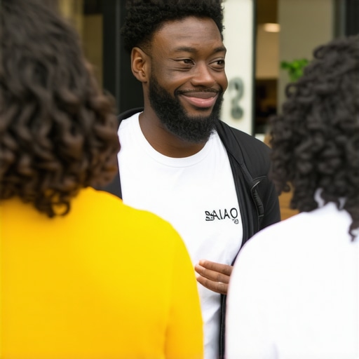 Business owner participating in community event to boost local SEO