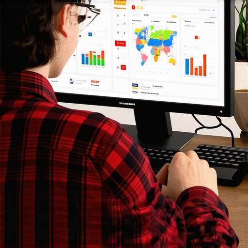 Deep Dive into Local SEO Analytics Business owner analyzing local SEO performance on a computer with charts and maps.