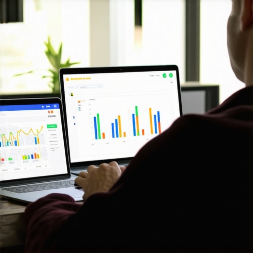 SEO expert reviewing Google Maps ranking data on a laptop.