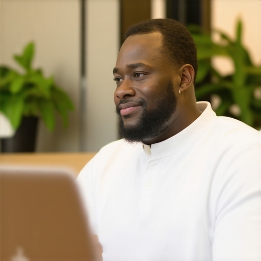 Local Business SEO Strategy Review Business owner analyzing local SEO analytics on a computer.