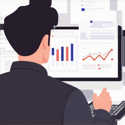 Analyzing Local SEO Metrics Business owner reviewing Google My Business analytics on a laptop.
