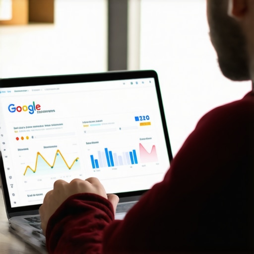 Business owner updating GMB profile on a laptop