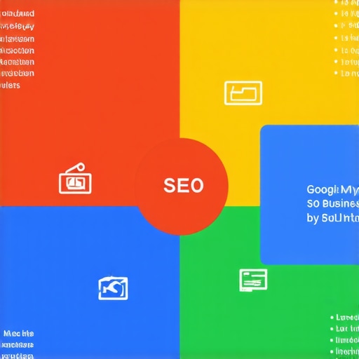Illustration of SEO steps for Google My Business profile enhancement.