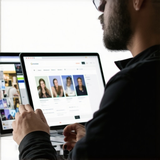 Digital marketer working on GMB profile with SEO tools