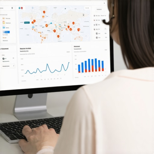 A person analyzing digital maps and ranking performance on a laptop