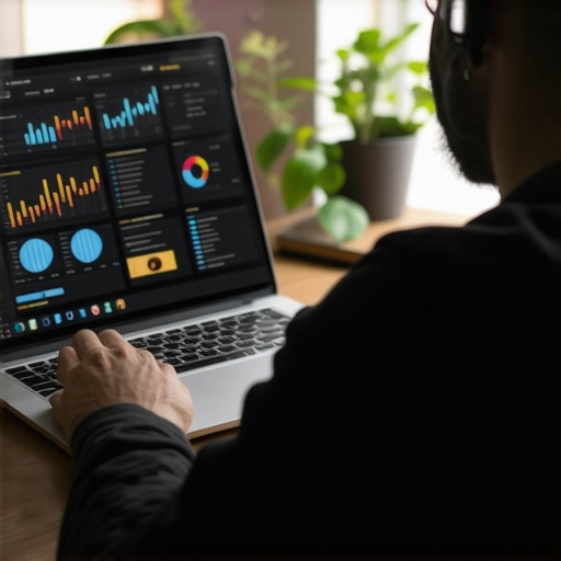 Person analyzing local search rankings using SEO tools on a computer