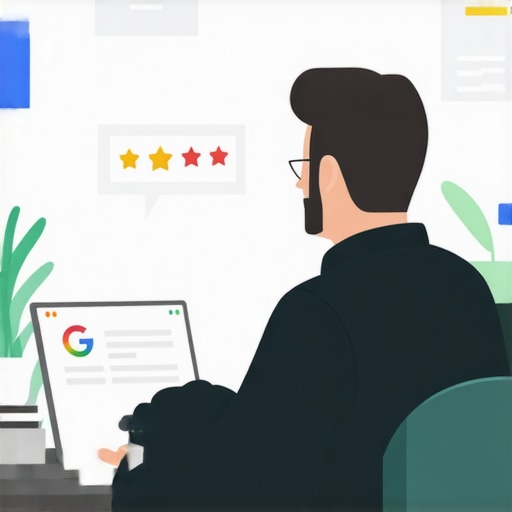 A business owner uploading photos and posts to their Google My Business profile on a computer.