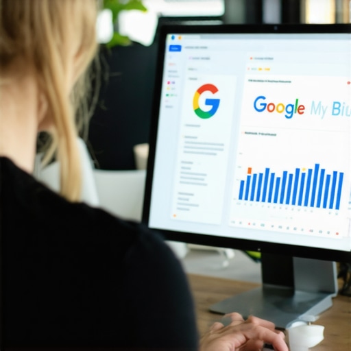 Business owner reviewing local SEO engagement metrics on a computer