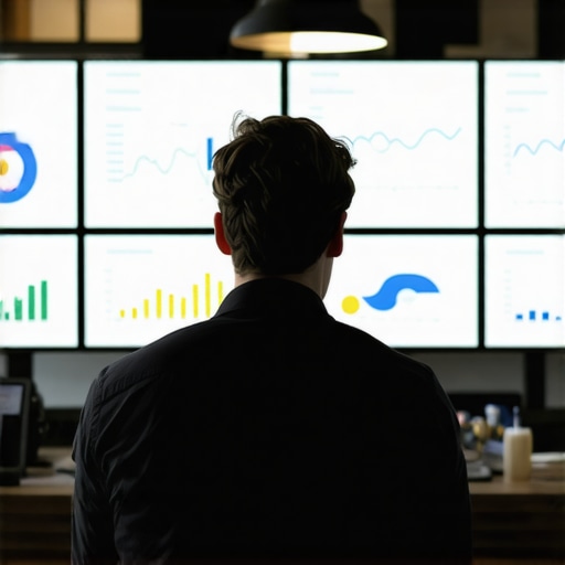 Person reviewing local search performance and ranking analytics on computer screens.