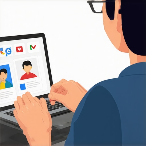 A business owner managing and merging Google My Business profiles on a laptop.