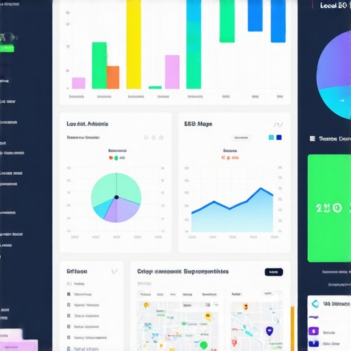 Local SEO Dashboard Screenshot of local SEO analytics dashboard with maps and rankings