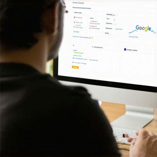 Business owner working on Google My Business optimization dashboard