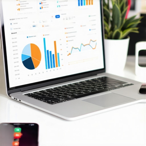 Close-up of a workspace showing laptops with local SEO analytics on the screens, representing efficient map pack maintenance.