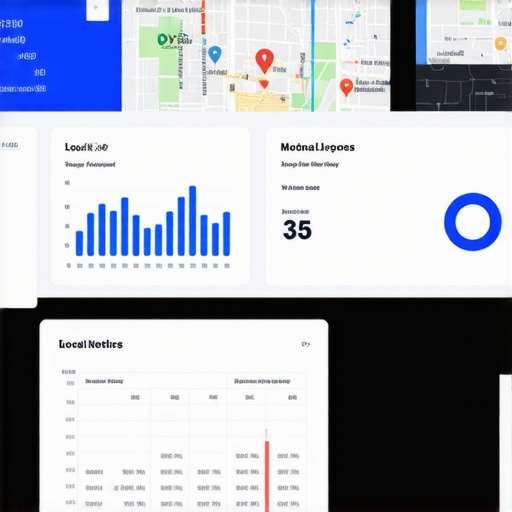 Screenshot of local SEO analytics dashboard showing maps rankings and engagement metrics