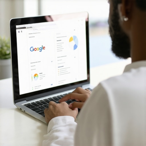 Business owner editing Google My Business profile on a computer