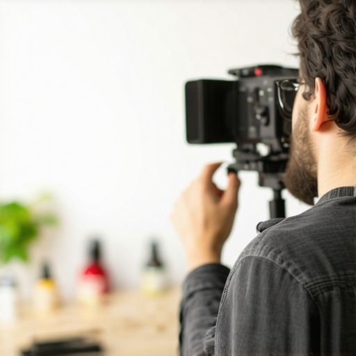 Business owner creating engaging video content for Google My Business profile