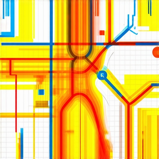 A city map with heatmap overlays, sensors, and analytics dashboards illustrating physical signals in local SEO